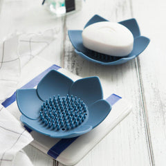 Lotus Shape Silicone Soap Box Non Slip Portable for Draining Soap Tray