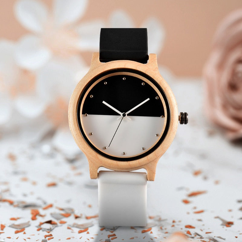 Round Wooden Quartz Watch for Kids