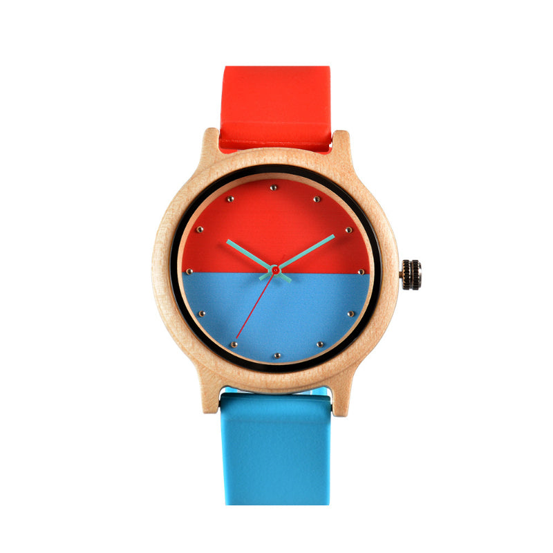 Round Wooden Quartz Watch for Kids