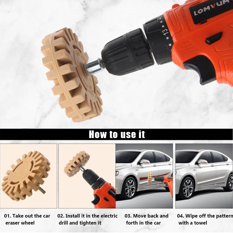 Car Eraser Wheel Adhesive Remover Rubber Wheel Power Drill Adapter