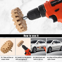 Car Eraser Wheel Adhesive Remover Rubber Wheel Power Drill Adapter