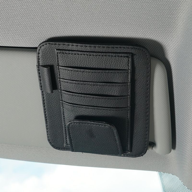 Car Sun Visor Storage Card Document Storage Bill Clip Car PU Multifunctional
