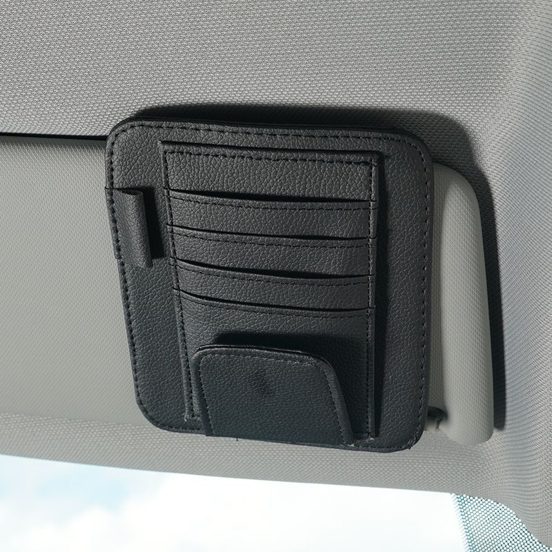 Car Sun Visor Storage Card Document Storage Bill Clip Car PU Multifunctional