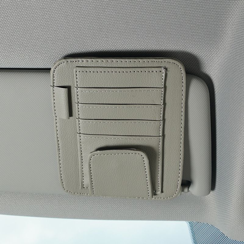 Car Sun Visor Storage Card Document Storage Bill Clip Car PU Multifunctional