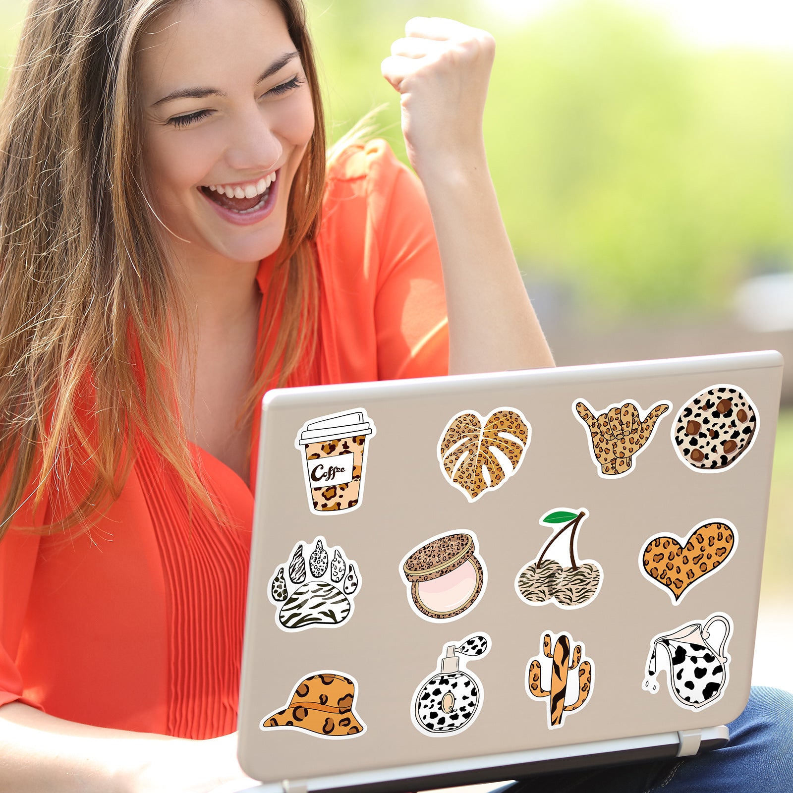 50pcs Leopard Print Stickers Vinyl Waterproof for Laptop Water Bottles Phone