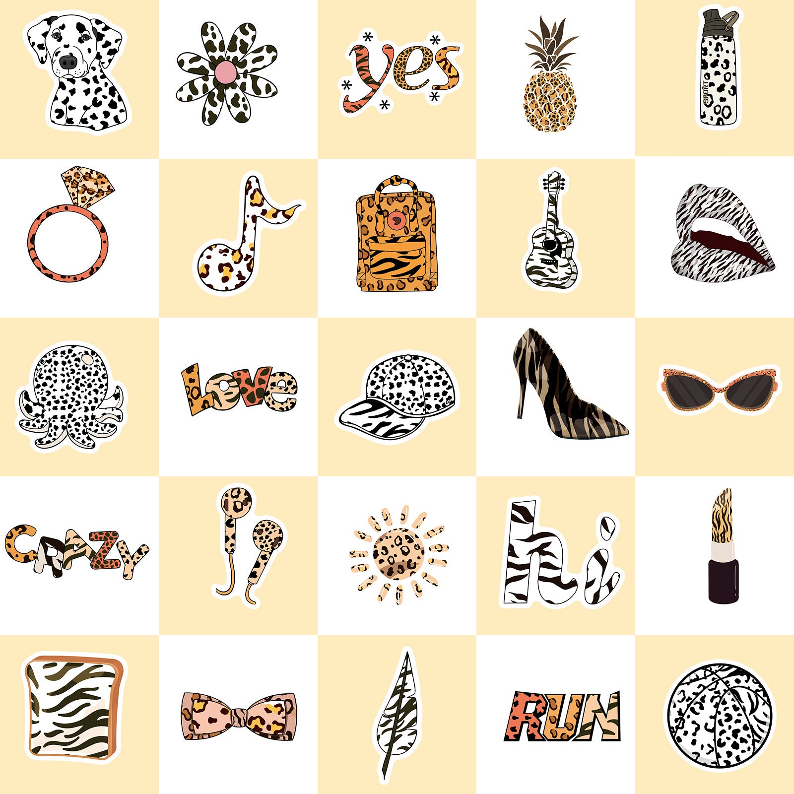 50pcs Leopard Print Stickers Vinyl Waterproof for Laptop Water Bottles Phone