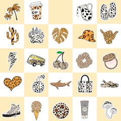 50pcs Leopard Print Stickers Vinyl Waterproof for Laptop Water Bottles Phone