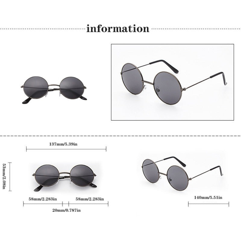 Girl's Round Metal Sunglasses UV375 for Outdoor Sports