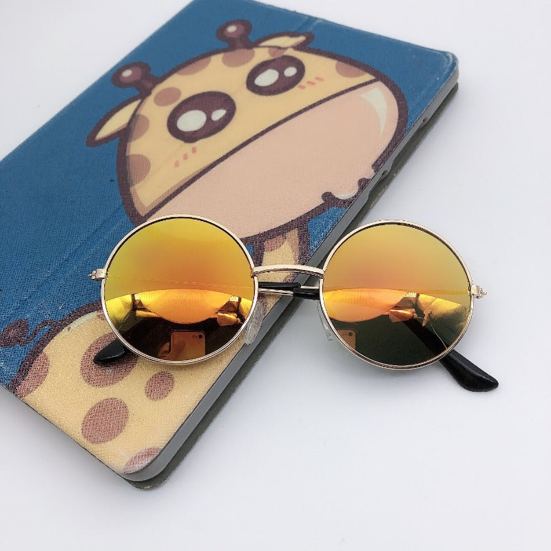 Girl's Round Metal Sunglasses UV375 for Outdoor Sports