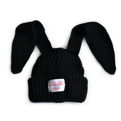 Fluffy Bunny Long Ears Knit Beanie Hat Slouchy
