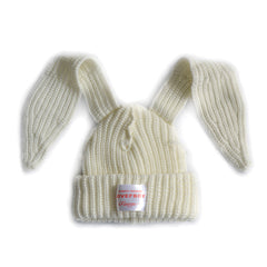 Fluffy Bunny Long Ears Knit Beanie Hat Slouchy