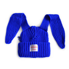 Fluffy Bunny Long Ears Knit Beanie Hat Slouchy