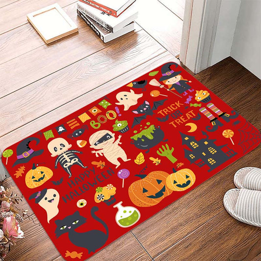 Halloween Bat Fleece Carpet Non Slip Mat