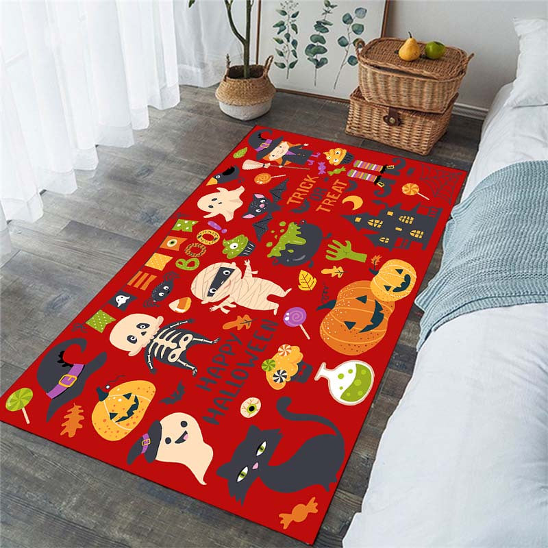 Halloween Bat Fleece Carpet Non Slip Mat