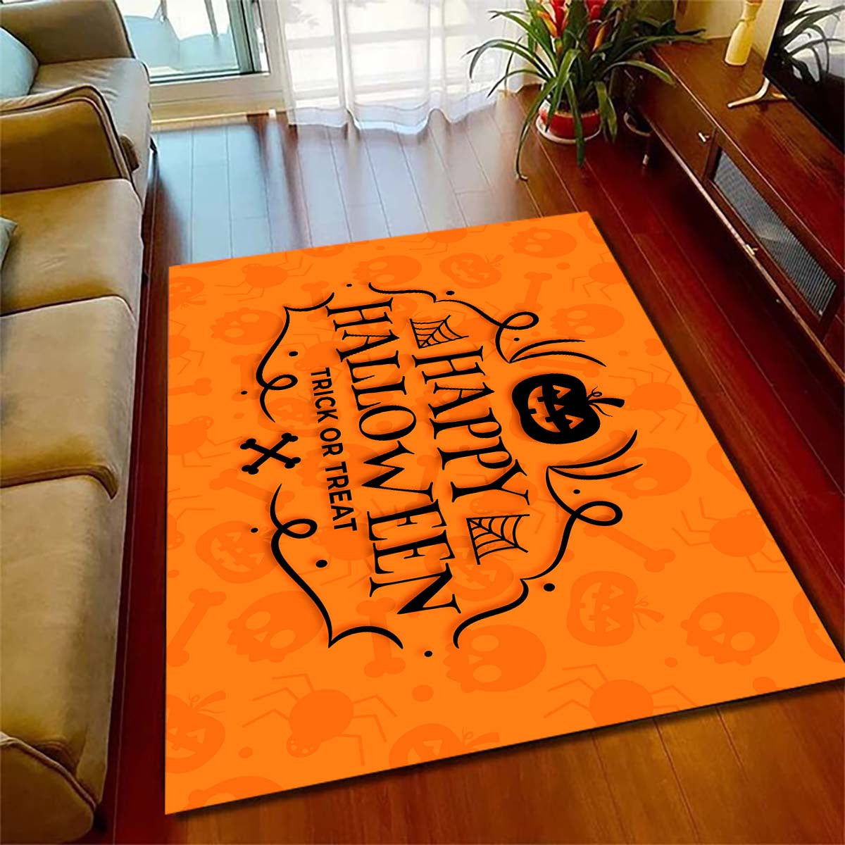 Halloween Pumpkin Orange Non Slip Welcome Mat - Indoor Doormat