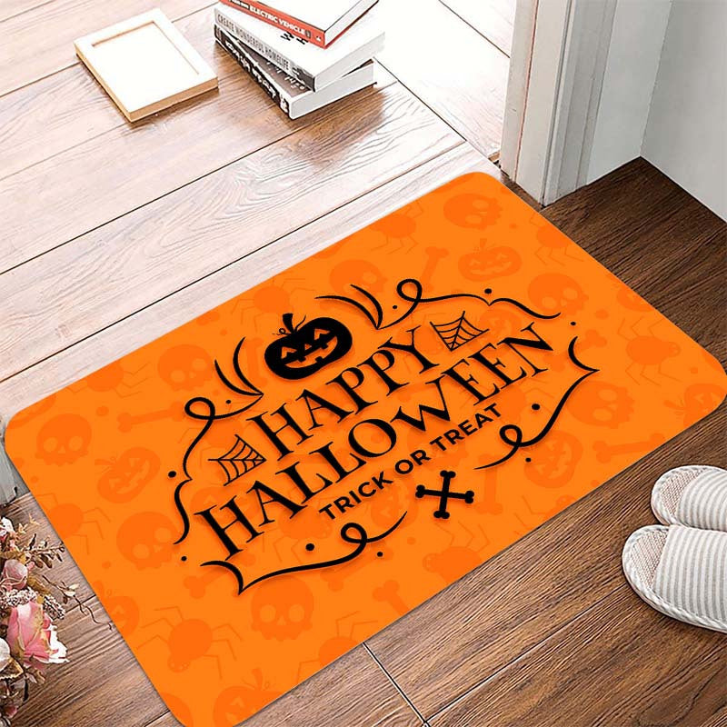 Halloween Pumpkin Orange Non Slip Welcome Mat - Indoor Doormat