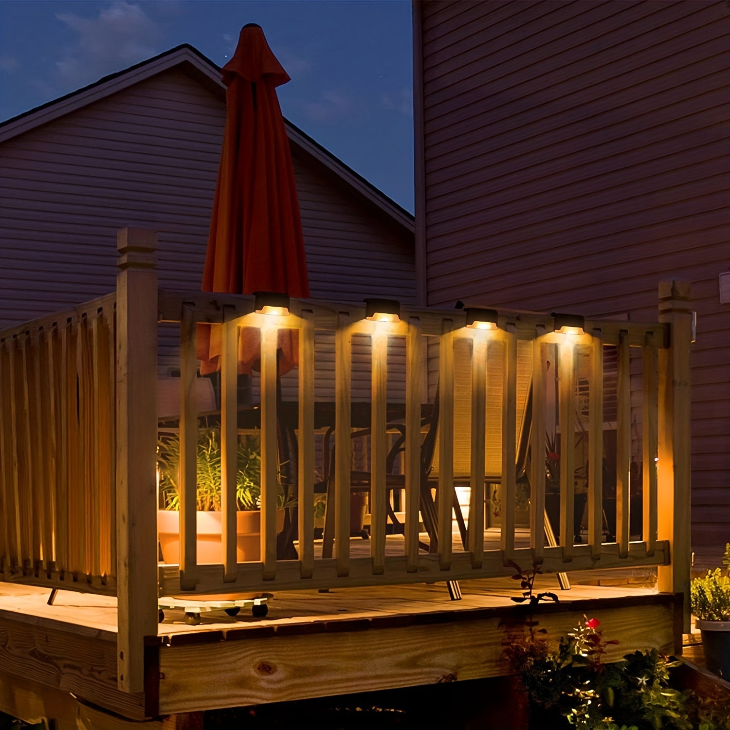 4pcs Solar Stair Light Outdoor Wall Light Waterproof LED Solar Deck Lights
