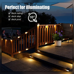 4pcs Solar Stair Light Outdoor Wall Light Waterproof LED Solar Deck Lights