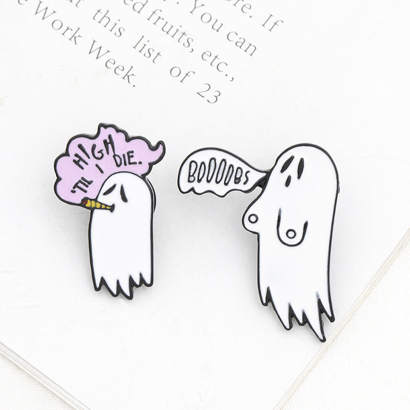 Ghost Jewelry Brooch Halloween Hip hop Badge for Boys and Girls