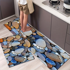 Cobblestone Pattern Kitchen Rugs Non Slip Waterproof Carpet
