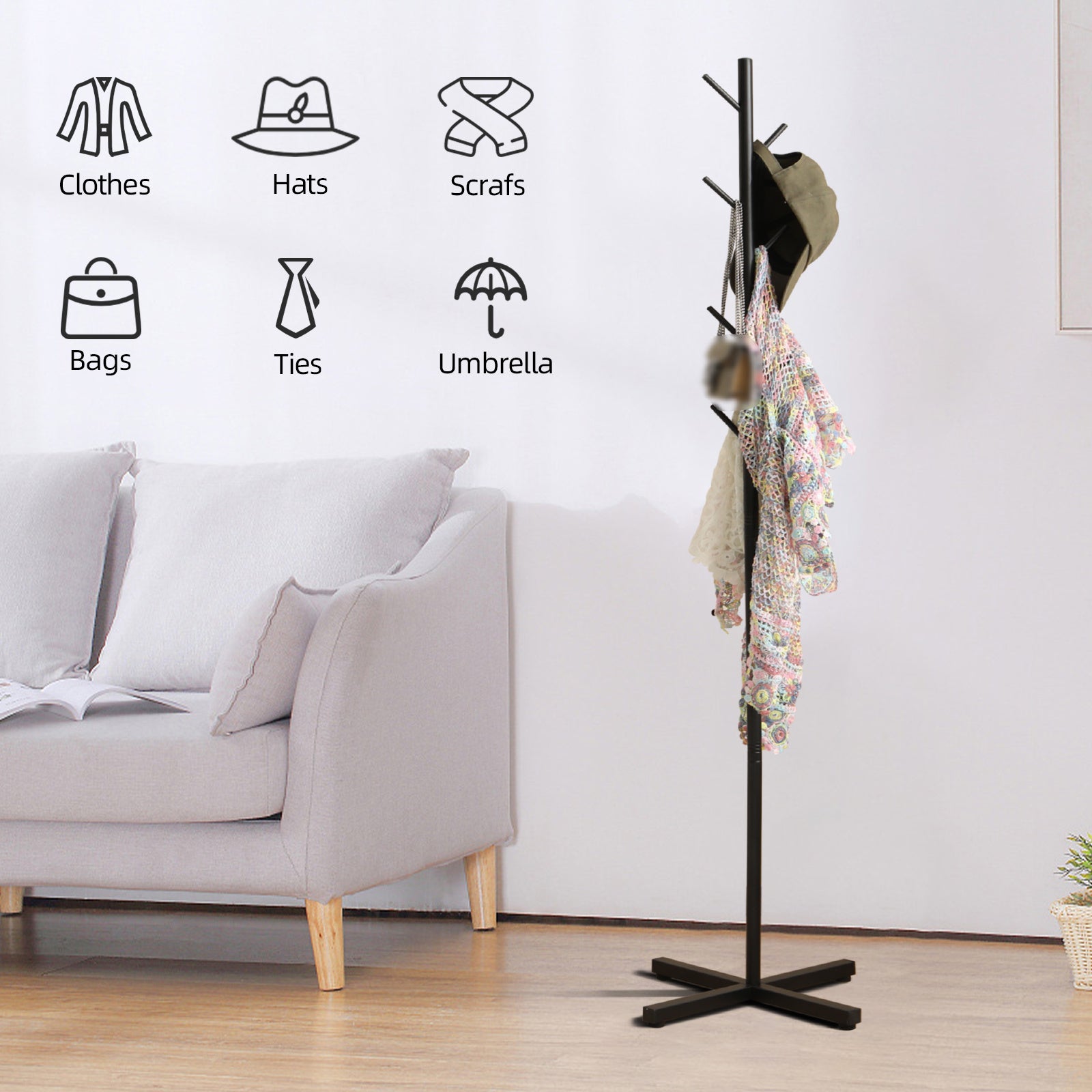 Floor Standing Coat Rack Tree-shaped Storage Rack