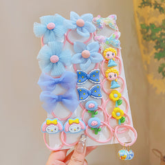 20pcs Cartoon Flower Bow Rainbow Elastic Hair Bands Kids Girls Hair Accessories