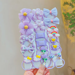 20pcs Cartoon Flower Bow Rainbow Elastic Hair Bands Kids Girls Hair Accessories