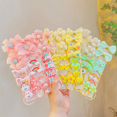 20pcs Cartoon Flower Bow Rainbow Elastic Hair Bands Kids Girls Hair Accessories