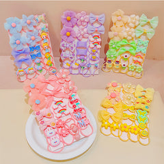 20pcs Cartoon Flower Bow Rainbow Elastic Hair Bands Kids Girls Hair Accessories