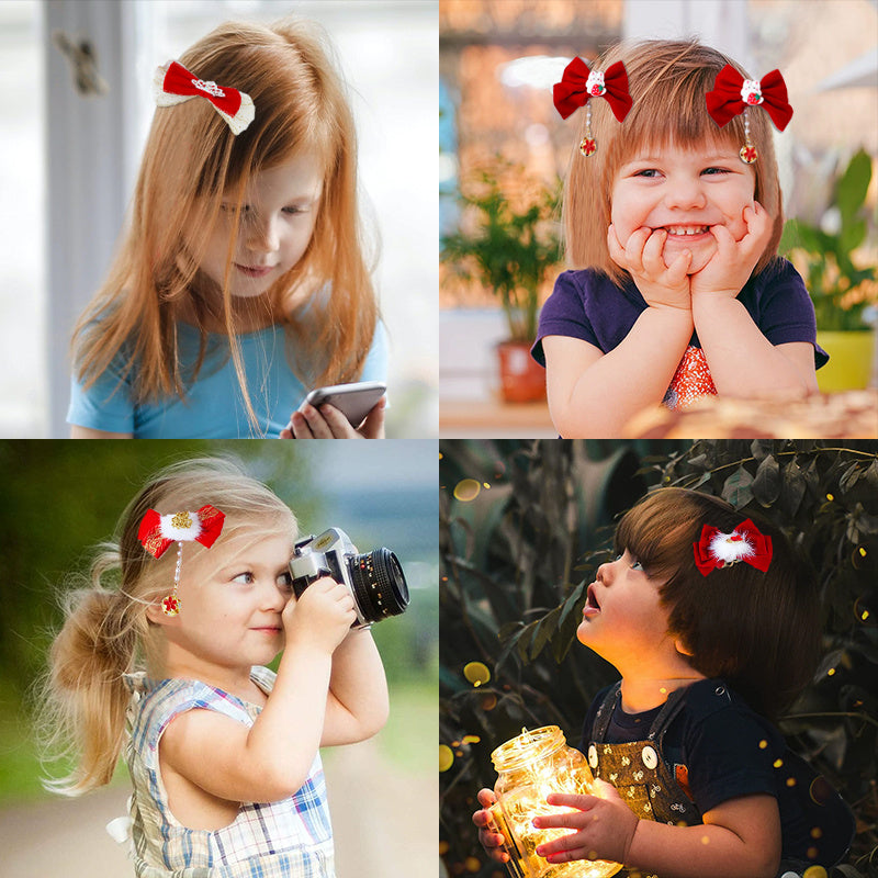 Girls Rabbit Crown Bowknot Hair Clips Sequin Ribbon Hairpins