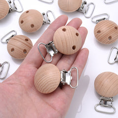 10pcs 30mm Beech Clips Pacifier Anti-drop Wooden Clips Holder Accessories