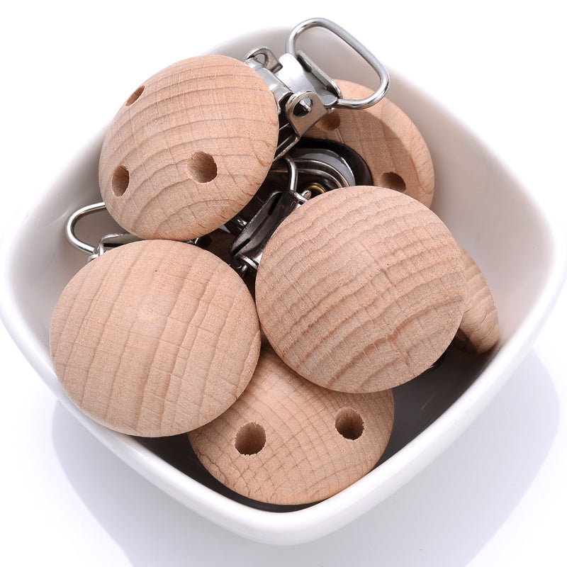10pcs 30mm Beech Clips Pacifier Anti-drop Wooden Clips Holder Accessories