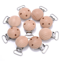10pcs 30mm Beech Clips Pacifier Anti-drop Wooden Clips Holder Accessories