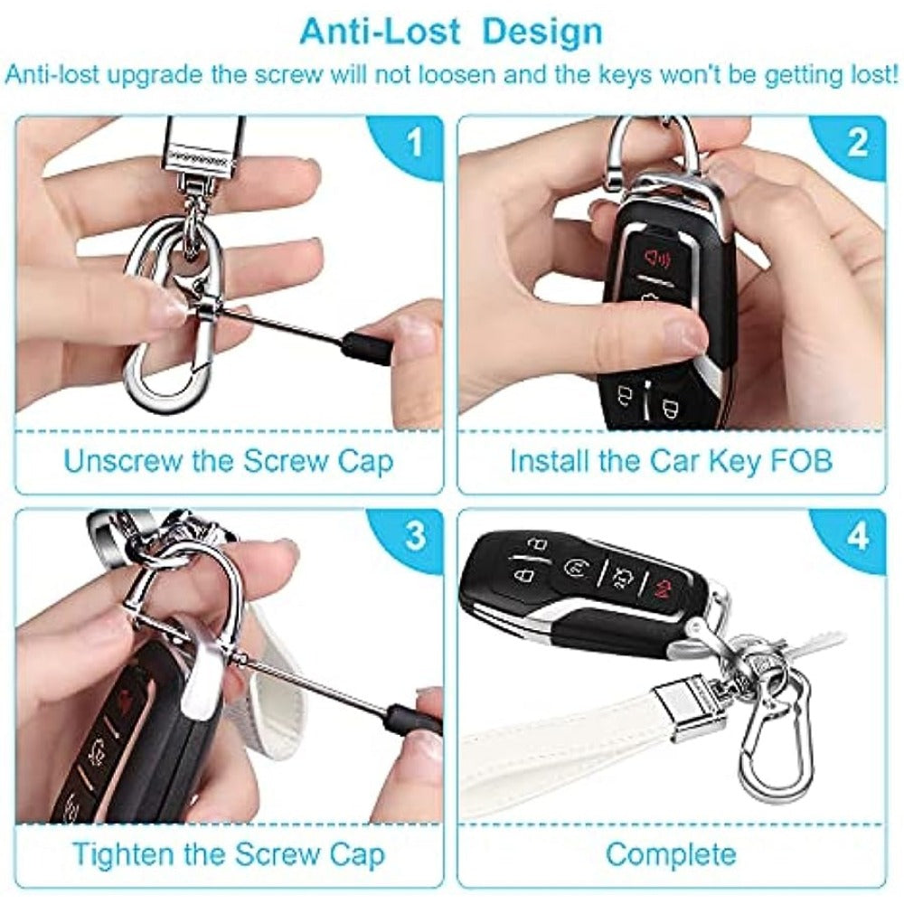 Leather Car Keychain Metal Key Chain Car Fob Key Holder