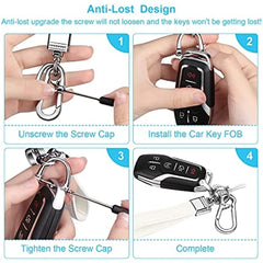 Leather Car Keychain Metal Key Chain Car Fob Key Holder