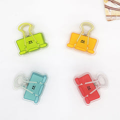 10pcs Colorful Face Binder Clips Cartoon Pattern Paper Binders