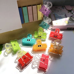 10pcs Colorful Face Binder Clips Cartoon Pattern Paper Binders