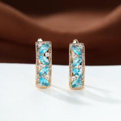 Zircon Stud Earrings Golden Vintage Wedding Jewelry