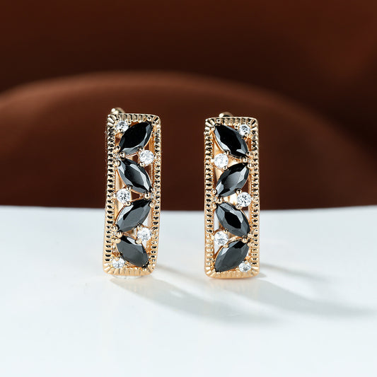Zircon Stud Earrings Golden Vintage Wedding Jewelry