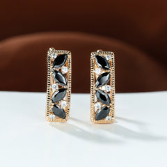 Zircon Stud Earrings Golden Vintage Wedding Jewelry