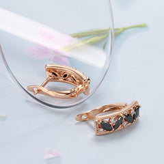 Zircon Stud Earrings Golden Vintage Wedding Jewelry