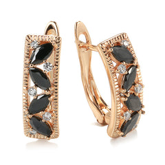 Zircon Stud Earrings Golden Vintage Wedding Jewelry