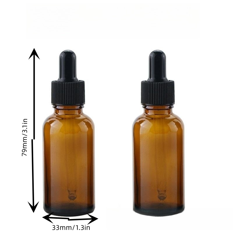 2pcs 1oz Amber Glass Dropper Bottles With Tapered Droppers
