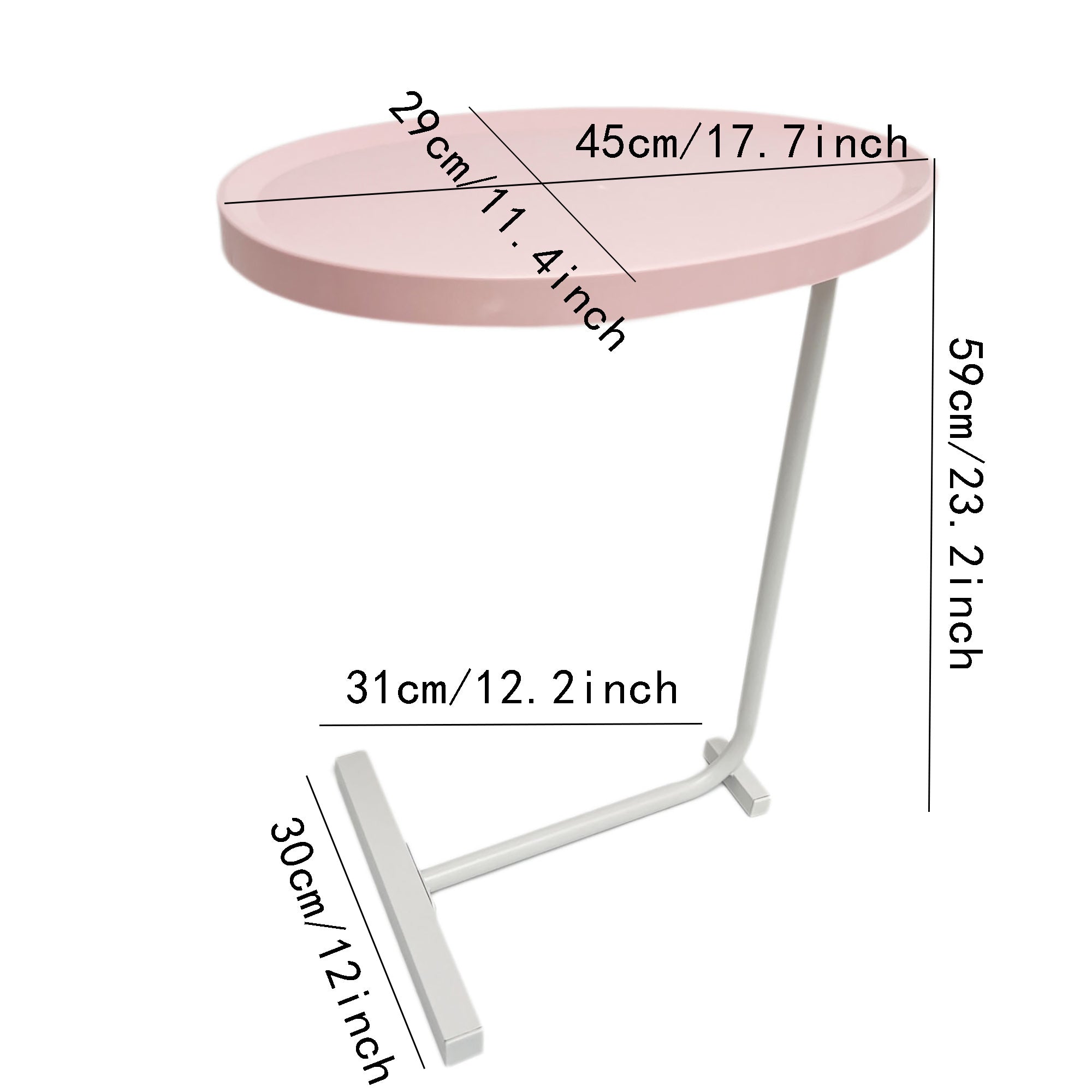 ABS Tray Side Table C Shaped End Table For Couch Sofa And Bed