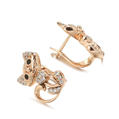 Golden Cat Earrings Micro Wax Inlay Zircon Jewelry for Women