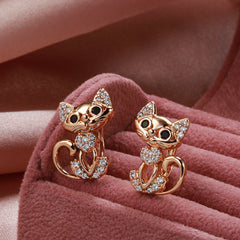 Golden Cat Earrings Micro Wax Inlay Zircon Jewelry for Women