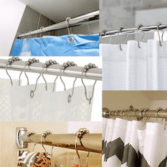 12pcs Stainless Steel Ball Hooks for Bathroom Shower Curtain
