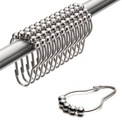 12pcs Stainless Steel Ball Hooks for Bathroom Shower Curtain