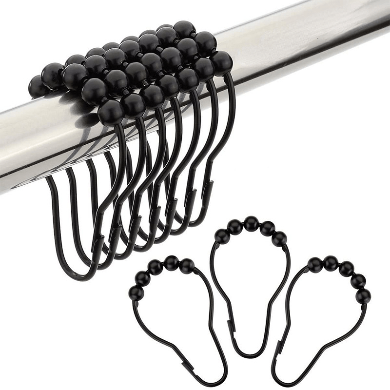 12pcs Stainless Steel Ball Hooks for Bathroom Shower Curtain