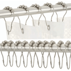 12pcs Stainless Steel Ball Hooks for Bathroom Shower Curtain